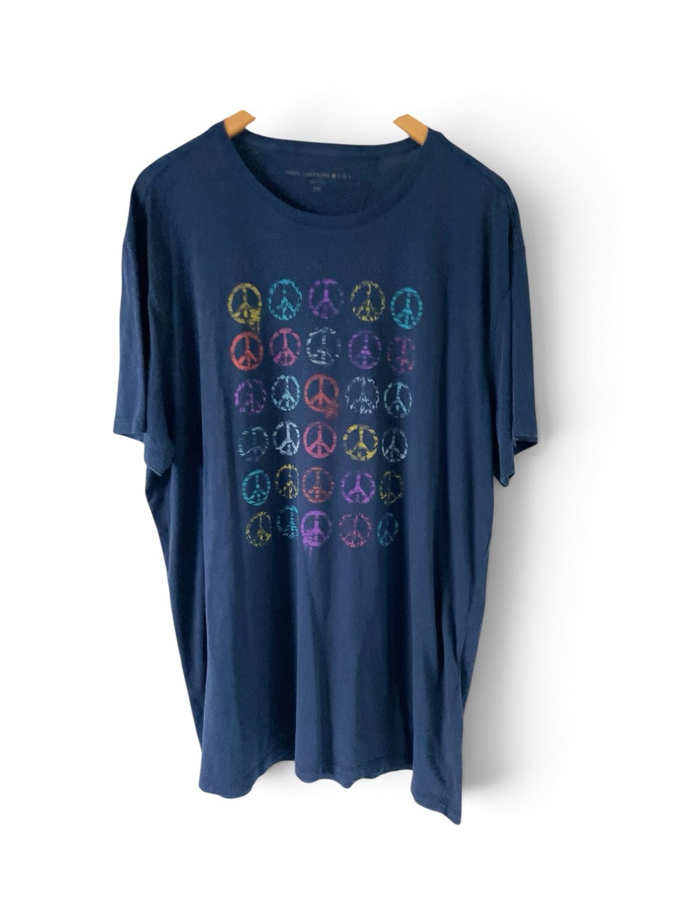 JOHN VARVATOS BLUE PEACE SIGN GRAPHIC COTTON T-SHIRT Sz XXL